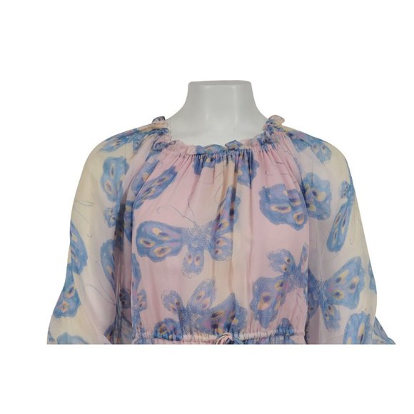 Diane Von Furstenberg Womens Camila Dress Size 6 Pink Off Shoulder Chiffon Silk - Picture 3 of 12